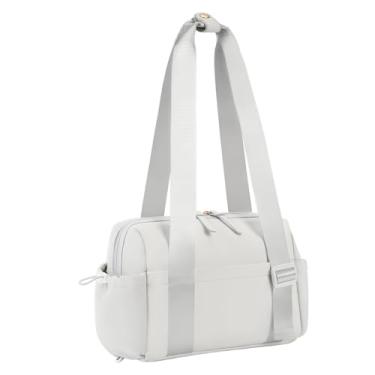 Imagem de WOOMADA Mini bolsa esportiva de ginástica, linda bolsa esportiva de viagem com bolso molhado, pequena bolsa esportiva feminina à prova d'água para exercícios, Creme