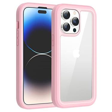 Imagem de WXR Compatível com capa para iPhone 14 Pro Max de 6,7 polegadas, moldura interna de TPU transparente e bumper de silicone macio, [proteção de grau militar] capa resistente para iPhone 14 Pro Max (rosa)