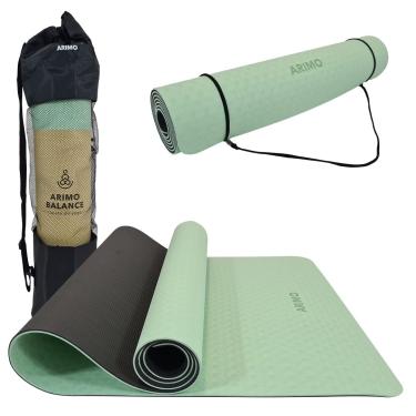 Imagem de ARIMO Tapete Yoga Mat Antiderrapante TPE Ecológico Biodegradável Todos Os Tipos de Yoga/Pilates 181 x 61 cm x 6 mm (Hortelã)