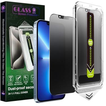 Imagem de SY SHANGYAN Pacote com 2 protetores de tela de privacidade fosco para iPhone 13 Pro Max com iPhone 14 Plus de 6,7 polegadas, remoção automática de poeira, sem bolhas, filme de vidro temperado