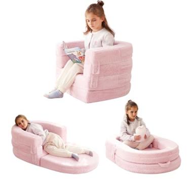Imagem de Welnow Cama De Viagem 3 Em 1 Para Crianças Pequenas, Camas De Chão Dobráveis E Portáteis Para Crianças Pequenas, Berço Dobrável Para Crianças Com Capa Lavável E Colchão De Alta Densidade, Sofá Dobrá