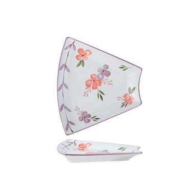 Imagem de Conjunto de tigela e prato personalizados de estilo japonês, utensílios de mesa, restaurante doméstico, hotel, arroz, tigela de sopa, utensílios de mesa de cerâmica - prato em forma de leque de 23 cm