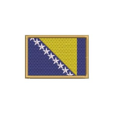 Imagem de BP0438-001 Bósnia e Herzegovina Bandeira Patch Bordado 7,5×5 cm (D- Arquivo Matriz para bordar.)