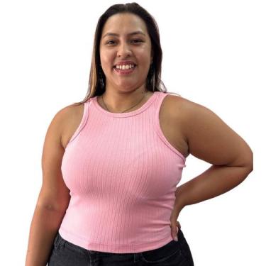 Imagem de Regatinha  plus size rosa - SEM MARCA, Rosa bebe, g3