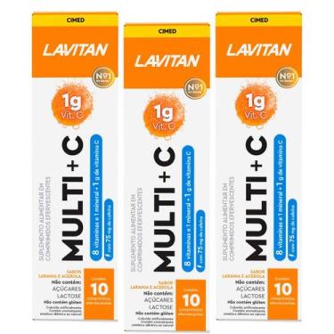 Imagem de Kit 3 und Lavitan Multi+C 10 cpr Sabor Laranja e Acerola 1g - Cimed