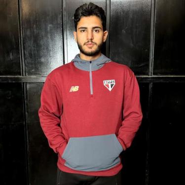 Imagem de Blusa São Paulo New Balance Viagem 2025 - Masculina, M, Vermelho, Cinz