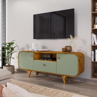 Imagem de Rack para TV Até 55 Polegadas 2 Portas 1 Gaveta com Pés de Madeira Mac