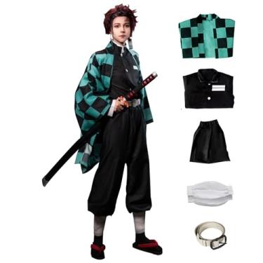 Imagem de Fantasia cosplay caçador de demônios, kamado Tanjirou Cosplay quimono conjunto anime fantasia de Halloween (XGG, Tanjirou)