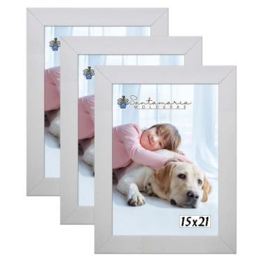 Imagem de Kit 3 Molduras Porta Retrato 15X21 Branco - Santamaria Molduras
