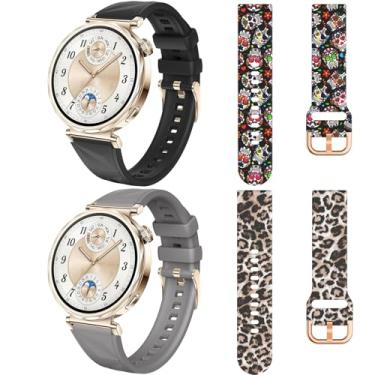 Imagem de DEALELE Pacote com 4 pulseiras femininas compatíveis com Huawei Watch GT5 Pro de 42 mm/GT5/GT4 de 41 mm/Garmin Venu 3S/Forerunner 265S/Fossil Gen 6, pulseira de silicone de cristal de gelo de 18 mm