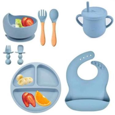 Imagem de Kit Alimentação Bebê 8 Peças De Silicone Introdução Alimentar Infantil
