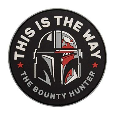 Imagem de Bounty Hunter PVC Patch - This is The Way Mandalorian - Star TV Series Morale Emblem - Hook/Loop Backing - Size: 3.5 x 3.5 inches.