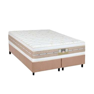 Imagem de Cama Box Queen: Colchão Molas Ensacadas Castor Pocket Silver Star Air Double + Base crc Suede Clean(158x198)