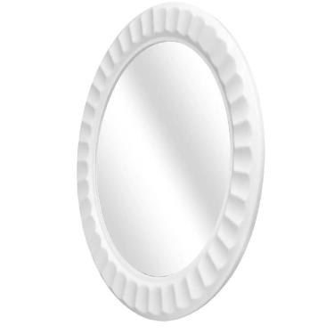 Imagem de Espelho Oval Com Moldura Branca Plástico 26X19Cm