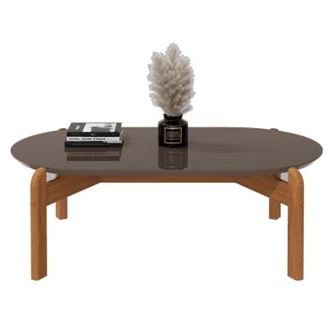 Imagem de Mesa de Centro Lizz Oblonga - Casa D Cinza Pérola/Cedro