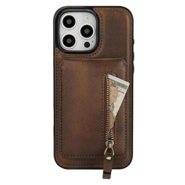 Imagem de HJZSZX Para Samsung S23 FE Carregamento sem fio magnético Couro Zip Wallet Card Phone Case (para Samsung S23 FE/Marrom)