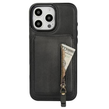 Imagem de HJZSZX Para Samsung S23 FE Carregamento sem fio magnético Couro Zip Wallet Card Phone Case (para Samsung S23 FE/preto)