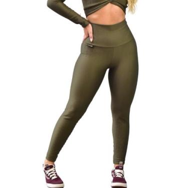Imagem de Legging 3D Ziggy Cós Alto - Viva Vida Fitness, M, Verde militar