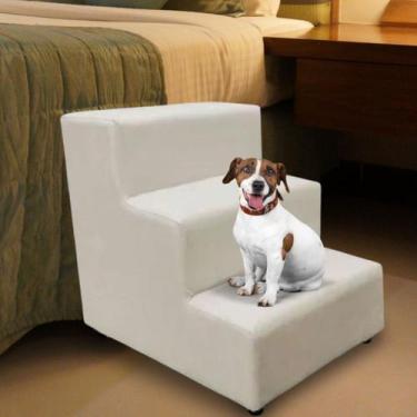 Imagem de Escada Escadinha Pet Cachorro 3 Degraus Rampa Suede Dog - Tatite Decor