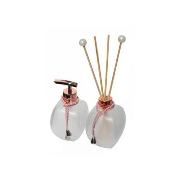 Imagem de Kit Saboneteira Difusor Vidro 300ML Válvula Luxo Pia Lavabo - Brilho d