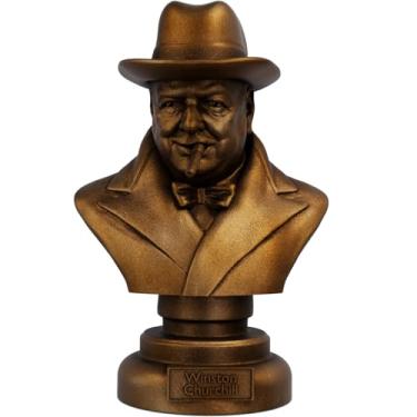 Imagem de Estátua Busto Sir Winston Churchill Estadista Britânico (Cor Cobre Antigo)