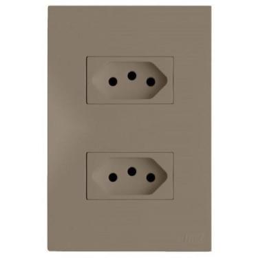 Imagem de Kit Tomada Dupla 10A 4X2 Brs12175-4Fe - Blux Recta Fendi Satin Fosco