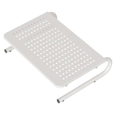 Imagem de suptek Suporte de monitor para computador, laptop, impressora, notebook e todos os monitores de tela plana com plataforma de metal ventilada e 10 cm de altura embaixo do armazenamento, branco (MST004W