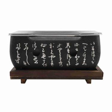 Imagem de Churrasqueira japonesa para alimentos forno de carbono de aço inoxidável de alta temperatura rede de grelha bandeja de madeira maciça fogão a carvão para cozinhar ao ar livre alumínio aço inoxidável