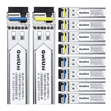 Imagem de 5 pares 1,25 G BIDI SFP módulo de fibra de modo único transceptor de rede, LX SM 1310 nm 1550 nm 20 km, interface simples LC para switch, roteador, firewall, placa de rede, conversor de mídia etc
