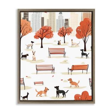 Imagem de Stupell Industries Arte de parede em tela flutuante marrom do parque da cidade de outono, design por Arlington Prints, 17 x 21