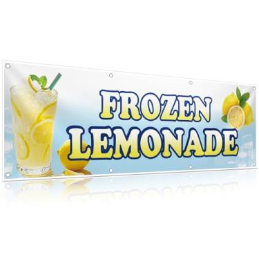 Imagem de HunnmingRe Sinal de limonada 45,7 cm x 121,7 cm Bandeira de limonada Banner Publicidade Vinil Placa de Limão Suporte Suprimentos para Interior Exterior Negócios Restaurante Publicidade