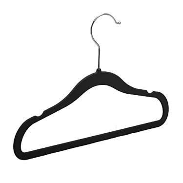 Imagem de LYOR - Conjunto 6 Cabides de Plástico Emborrachado Infantil Preto Mix 30cm x 0,55cm x 19,5cm