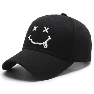 Imagem de Boné Snapback Unissex de Algodão - Bordado com Rosto Sorridente - Ajus