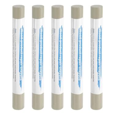 Imagem de HARFINGTON 5 peças de bastões de enchimento de madeira, cera de madeira, retoque de móveis, gizes de cera de reparo para madeira, cáqui clássico