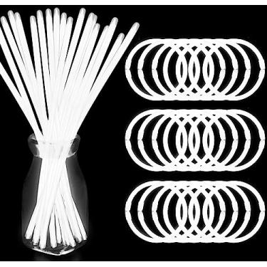 Imagem de YOFOBU 300 Unidades De Pulseiras Luminosas Brancas, Colares Em Massa De 8 "Com Conectores Que Brilham No Escuro, Suprimentos Para Festas Iluminam Lembrancinhas De Néon Para 4 De Julho, Halloween, Nata