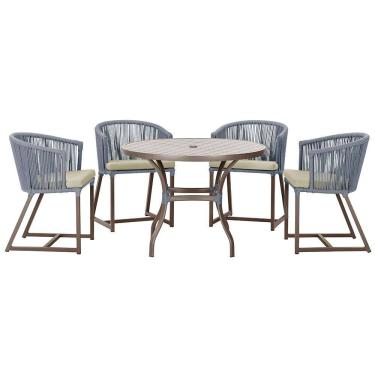 Imagem de Mesa com 4 Cadeiras de Jantar Roma 100cm e Noronha em Aluminío