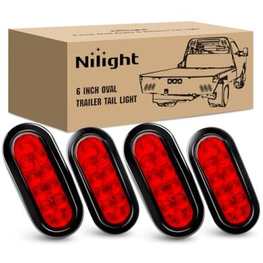 Imagem de Nilight - TL-07 luzes traseiras de reboque vermelho oval de 6 polegadas 4 peças 10 LEDs com ilhós embutidos Plugues IP67 à prova d'água parada de freio luzes de reboque para caminhão RV