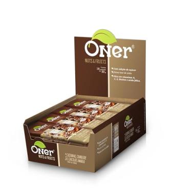 Imagem de Barra de Castanhas Chocolate Amargo e Cranberry 12 Unidades de 30g Oner Snack Saudável e Delicioso Sem Açúcar Sem Glúten Rico em Fibras e Antioxidantes para Seu Lanche Diário