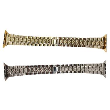 Imagem de Smartwatch Kit 2 Pulseiras Luxo Pedra Strass Aço 3 Elos