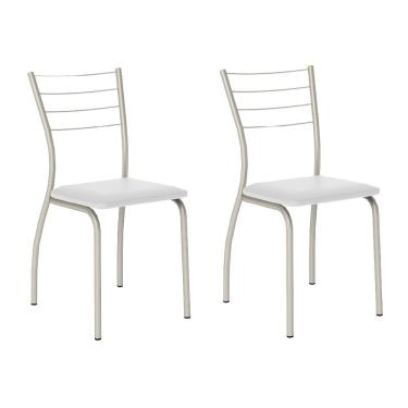 Imagem de Conjunto 2 Cadeiras 1700 Tubo Prata Napa Branca Carraro