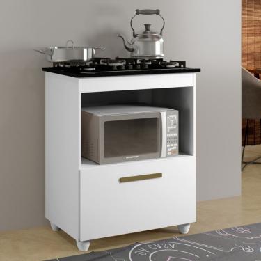 Imagem de Balcão Para Cooktop Salvia Branco 1 Porta Basculante 4 Bocas Kaiki Móveis Branco
