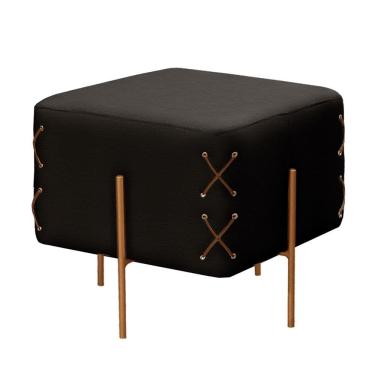 Imagem de Puff Banqueta Eros Luxo Bronze Castellar Móbile Corino Preto Corino Preto