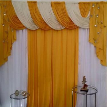Imagem de Cortina Romantic Para Varão Em Malha 3,00m X 2,60m Sala Quarto - Amarela