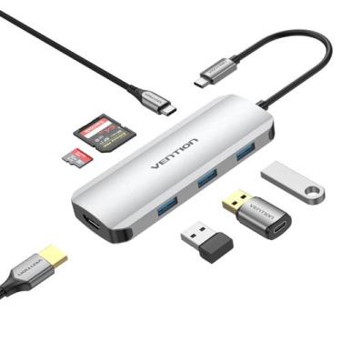 Imagem de Dock Hub USB C Para HDMI 4K@30Hz + Usb 3.0 + SD/TF + PD 100W - Vention