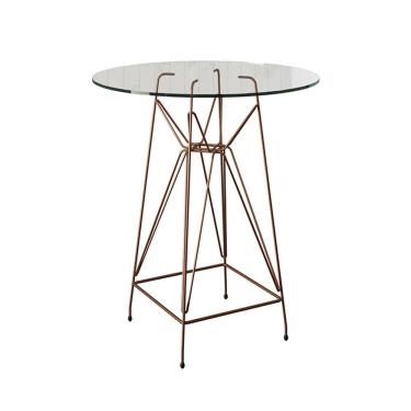 Imagem de Mesa Bistrô Alta Eames Eiffel Vidro 60Cm Base Ferro Cobre
