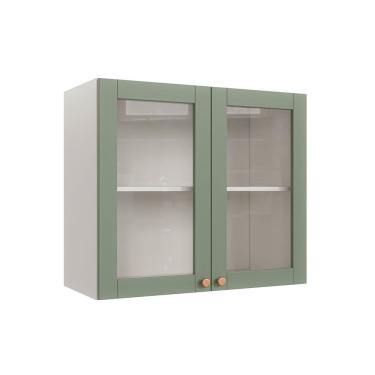 Imagem de Armário Aéreo 2 Portas 80cm Com Porta De Vidro Arizona Cabecasa Madeiramadeira Branco-menta