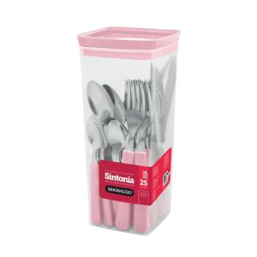Imagem de Faqueiro Em Inox Sintonia Com 25 Peças Simonaggio Rosa