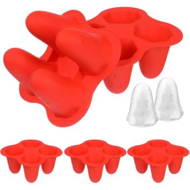 Imagem de Awleynz 5 peças de molde de cubo de gelo fantasma de Halloween, molde de silicone para chocolate, bandeja para fazer cubos de gelo para uísque, bebidas alcoólicas, coquetéis, doces, sabonete, vermelho