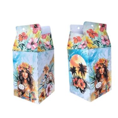 Imagem de Kit 20 Caixinhas Milk Tardezinha Hawaii – Lembrancinhas de Festa Tropical Personalizadas | Papel Offset 180g | Decoração de Aniversário Verão | Mimosê