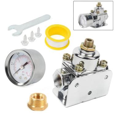 Imagem de BARTOO Carburador regulador de pressão de combustível ajustável com manômetro, 4 1/2 a 9 PSI, 3/20.3 cm NPT, 12-803